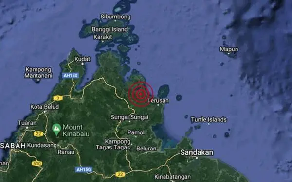 Gempa bumi lemah dengan magnitud 3.8 melanda Beluran di Sabah